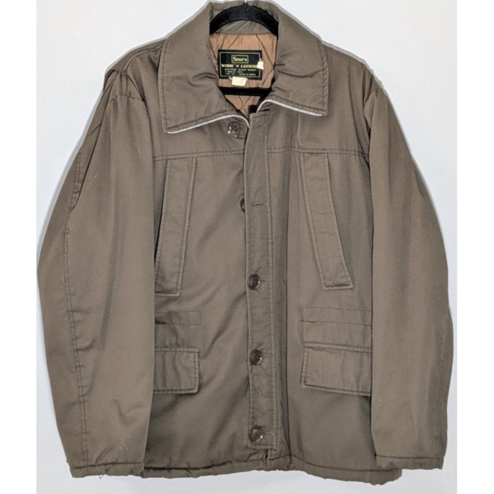 Vintage Sears Work N Leisure Jacket Mens XL Brown Quilted Field Coat T08-05